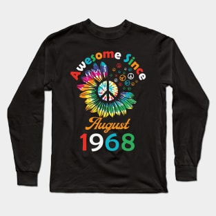 Funny Birthday Quote, Awesome Since August 1968, Retro Birthday Long Sleeve T-Shirt